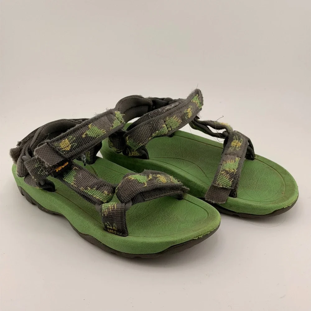 Teva Kids Hurricane XLT 2 Green Dinosaur Print Sport Sandals 1019391T Size 7T